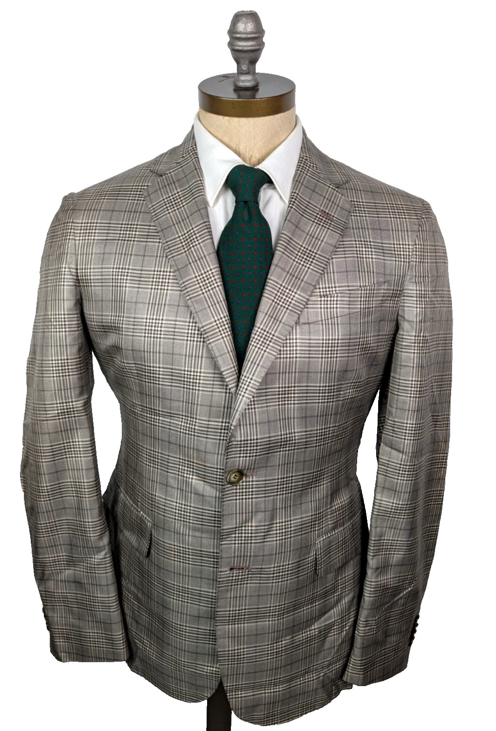 PORFIDIA Sport Coat Wool Silk Check Dual Vent Sz 50R IT 40R US Made in Italy
