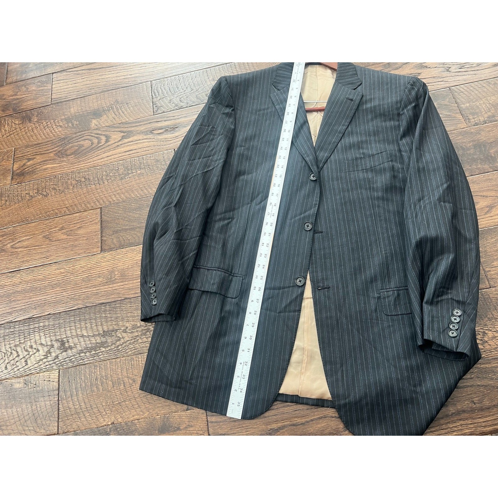 Isaia Napoli Gianluca Stewart A Pinstripe Wool Blazer Gray Blue 56L IT 46L US