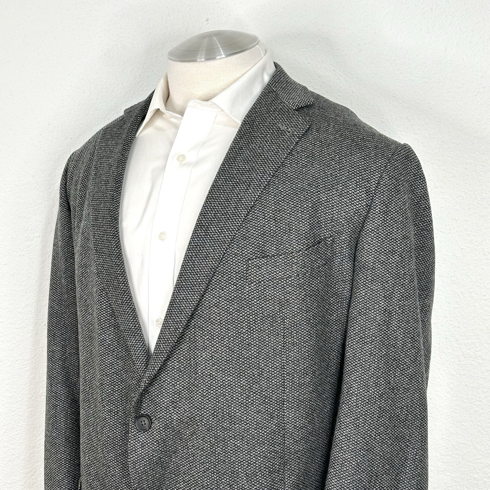 DCLA Bespoke Loro Piana 100% Top China Cashmere Gray Nailhead Sport Coat 54 Reg