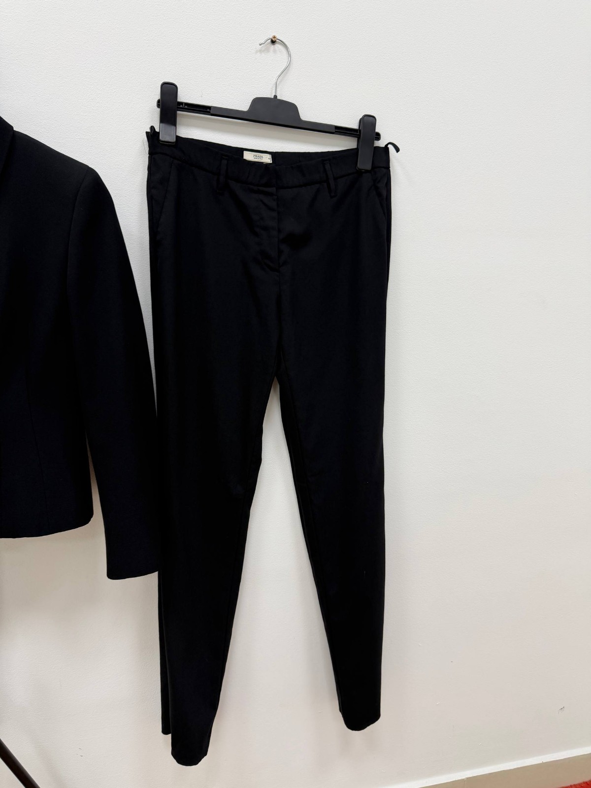Vintage Prada Milano Black Virgin Wool Tailored Suit Made in Italy IT42