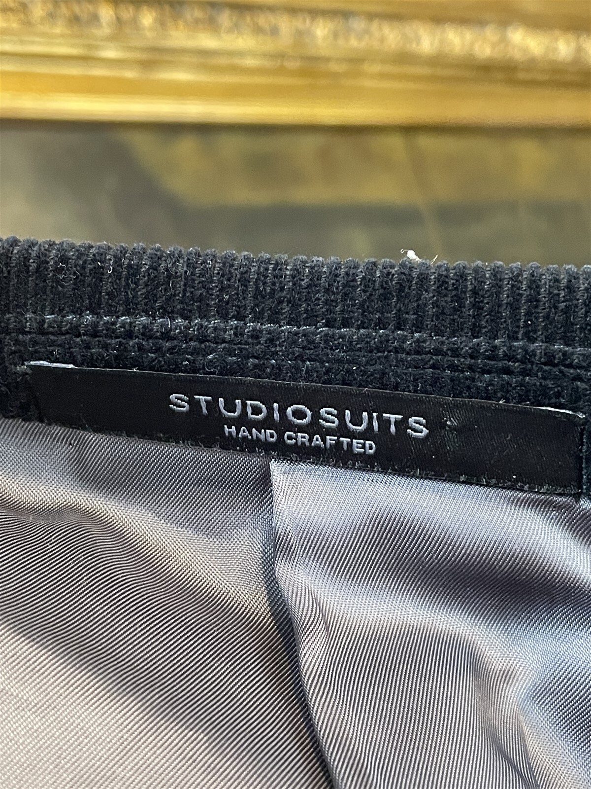 StudioSuits 48R Bespoke Black Corduory 100% Cotton 2Btn Blazer Jacket Sport Coat