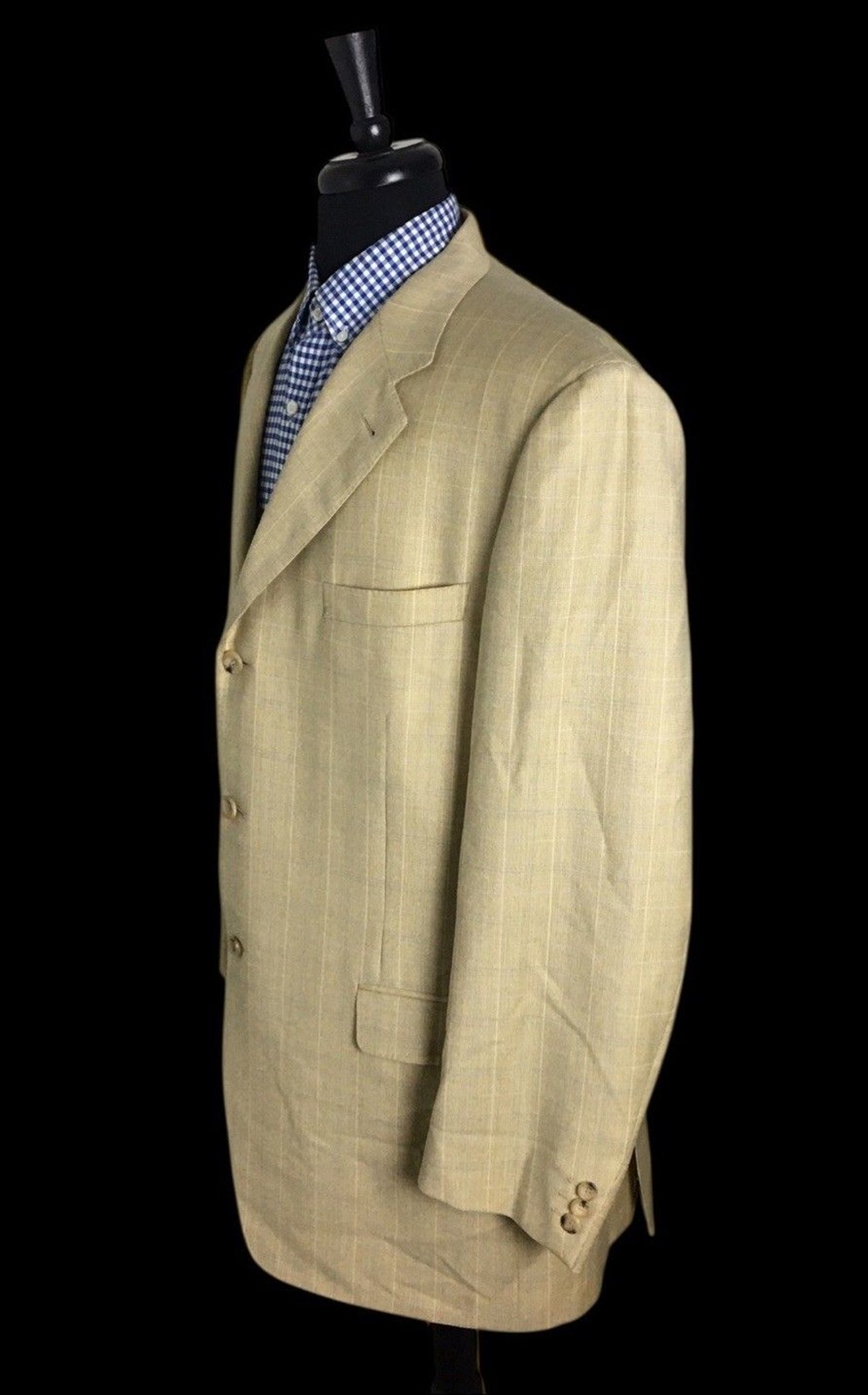 Canali Mens Brown /Blue Check Wool Sport Coat Blazer Jacket Size IT 54L / US 44L