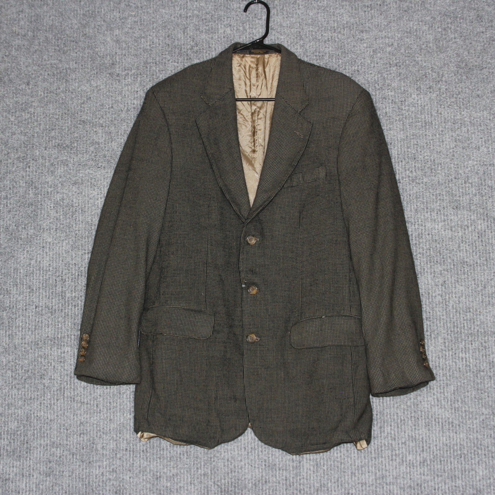 Oscar de la Renta Men’s 40L 100% Wool Houndstooth Blazer Jacket Made in Colombia