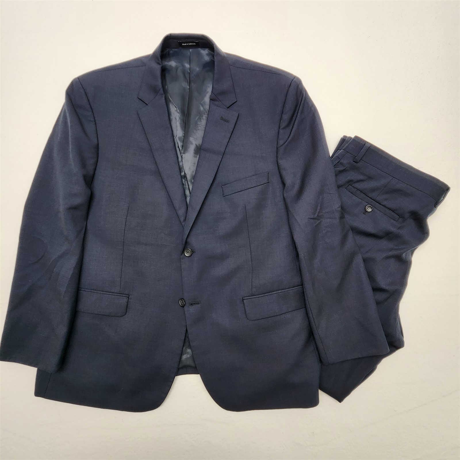 Pronto Uomo Platinum 48R 42×32 Dark Blue Gray 100% Wool Mens Jacket Pants Suit