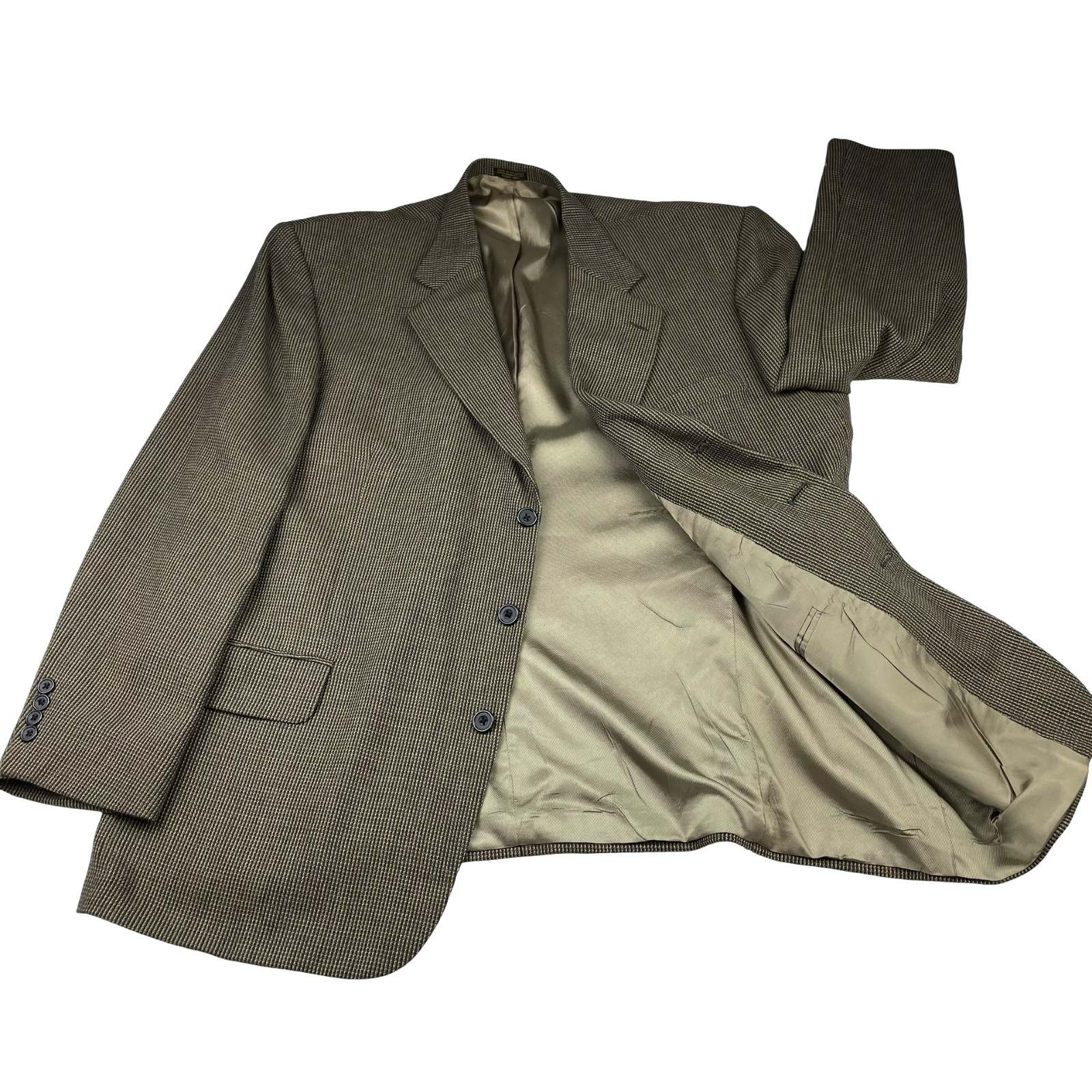 Oscar de la Renta Men’s 100% Wool 3-Button Blazer Jacket Beige/Brown/Navy • 48R