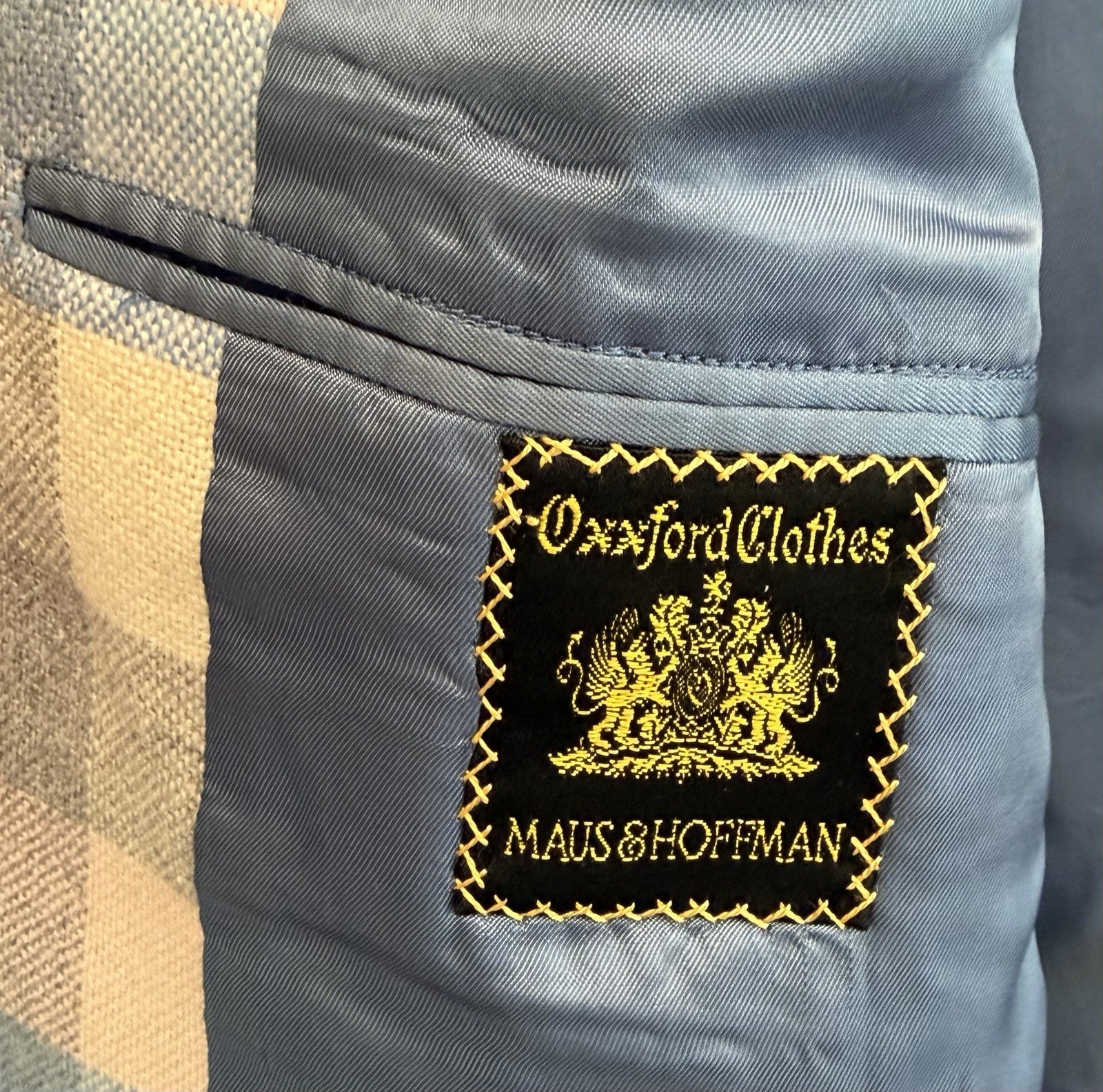 Oxxford Mens Pastel Plaid Onwentsia Sport Coat Maus & Hoffman Size 46T Excellent