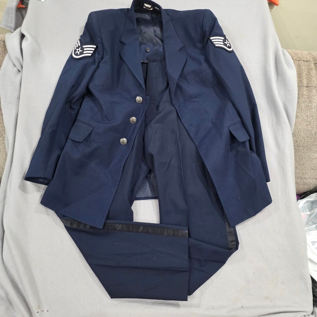 US Air Force Service Dress Uniform Coat Trousers 38R SSgt Staff Sergeant Blue