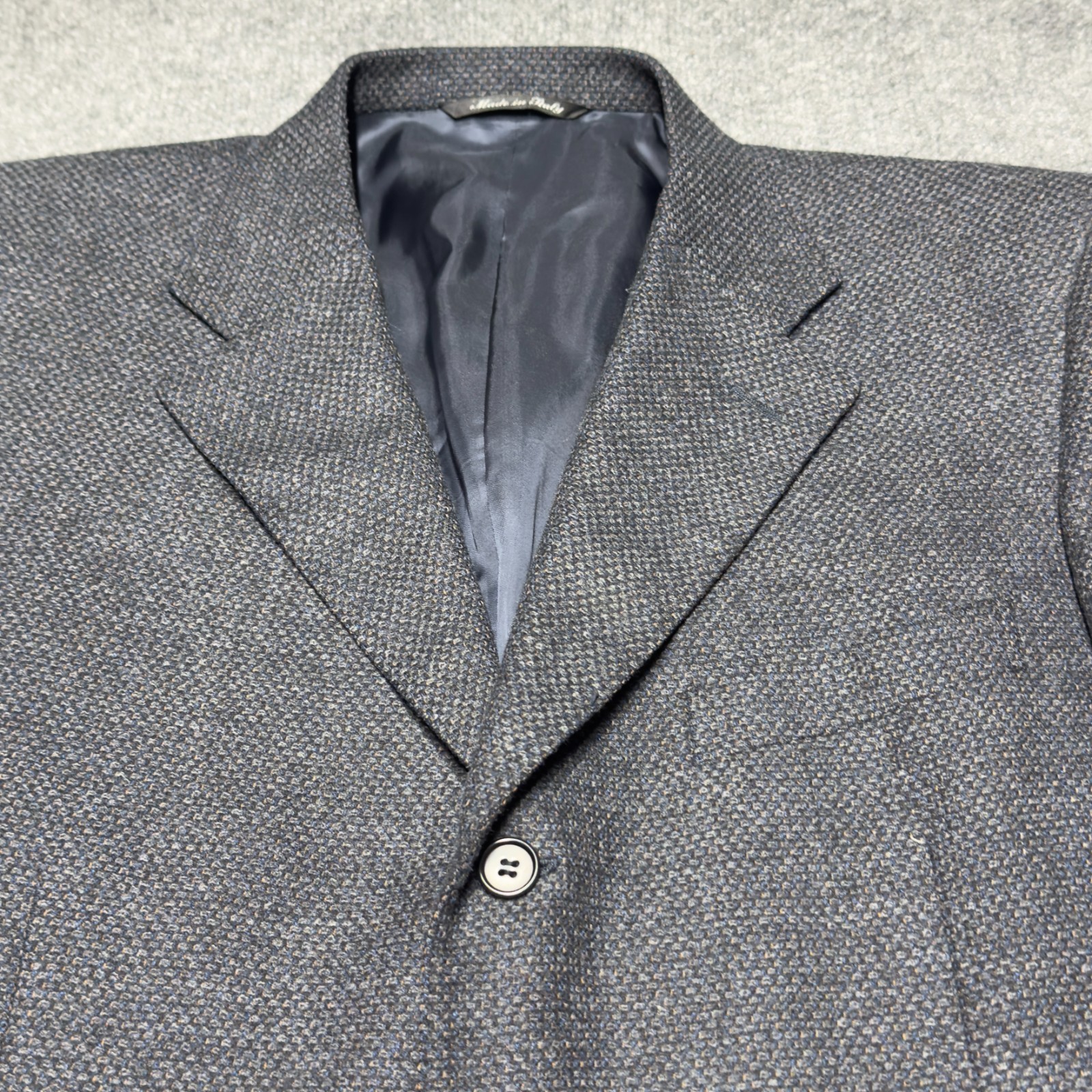 Canali Wool Cashmere Birdseye Hopsack Tweed Blazer Men EU 52 US 42 Italy Gray