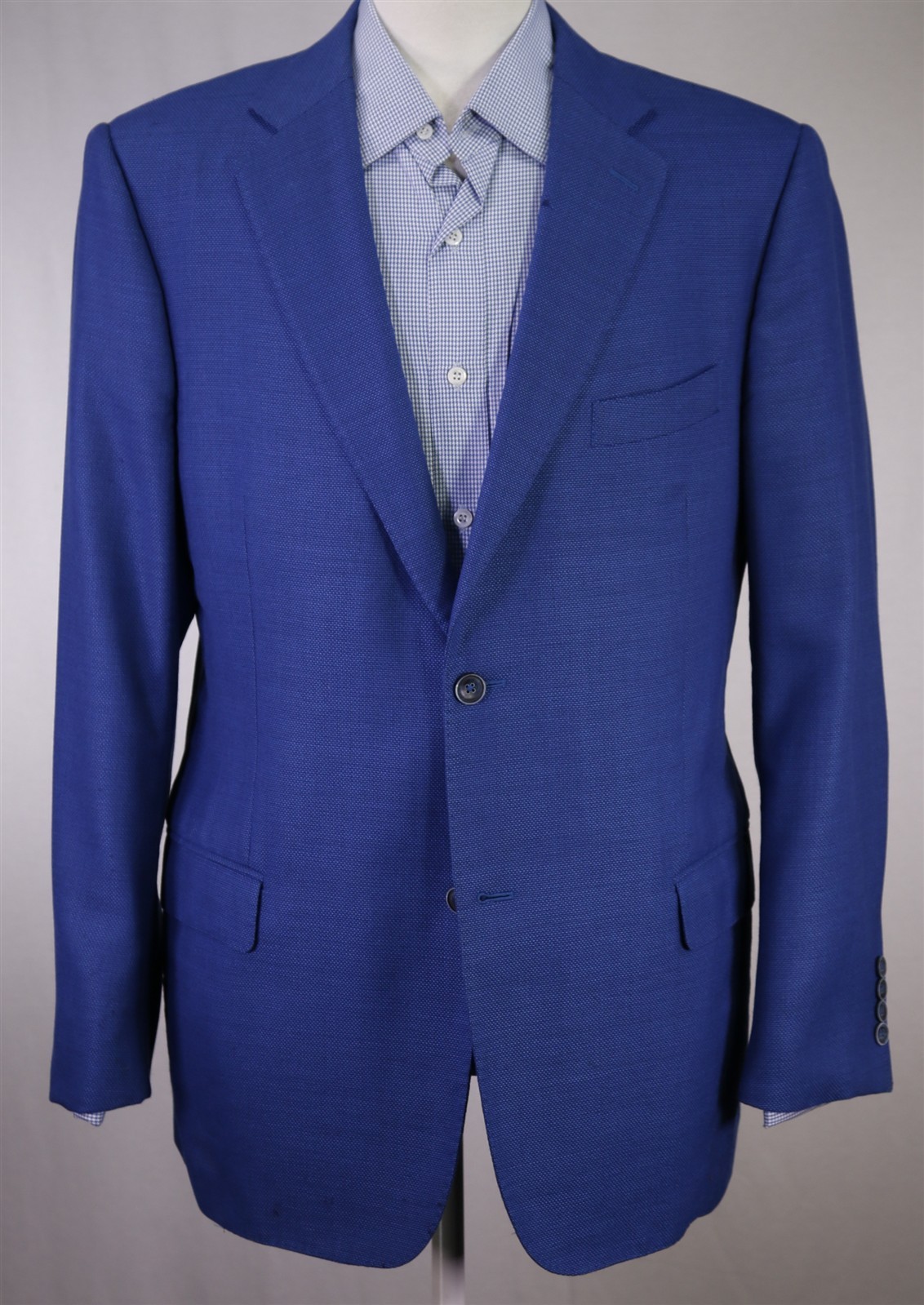 J. Hilburn Royal Blue Knit Woven Vitale Barberis Wool 2-Btn Blazer Jacket 44R