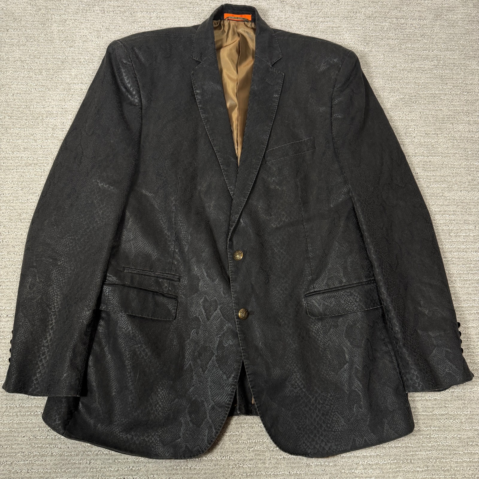 Tallia Black Snake Pattern Men’s Blazer 46L Cotton Polyester Spandex