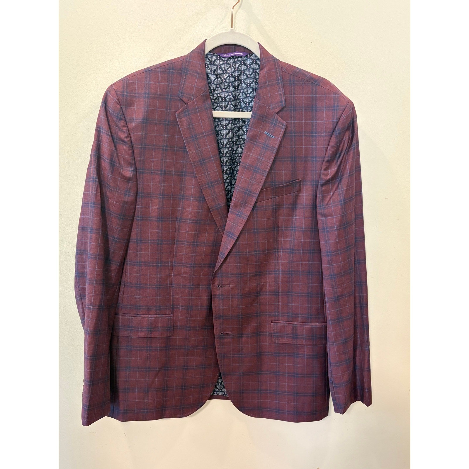 Ted Baker London Endurance Sport Jacket | Size 44R | Burgundy Plaid 🧥