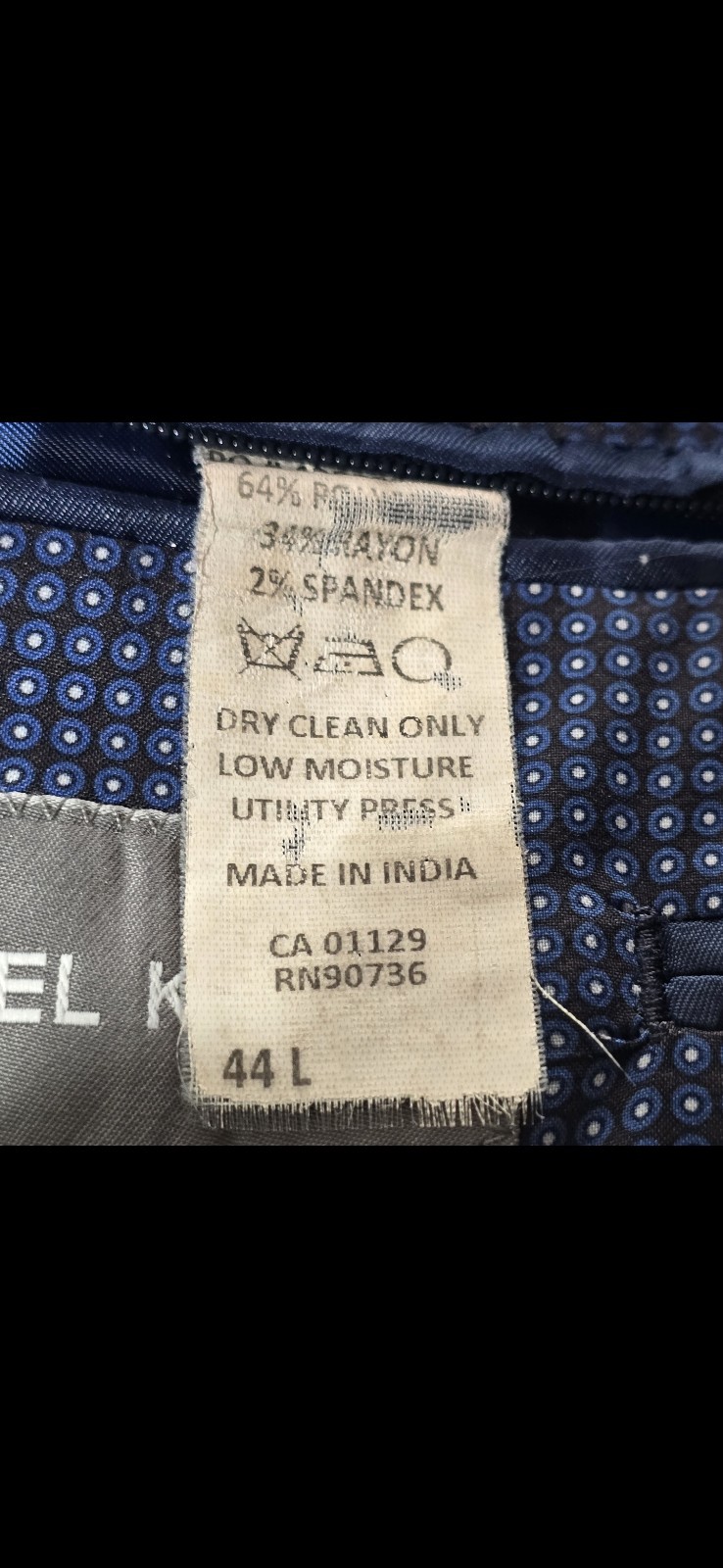 Michael Kors Mens 44L Dark Blue Cotton Spandex Sport Coat S25