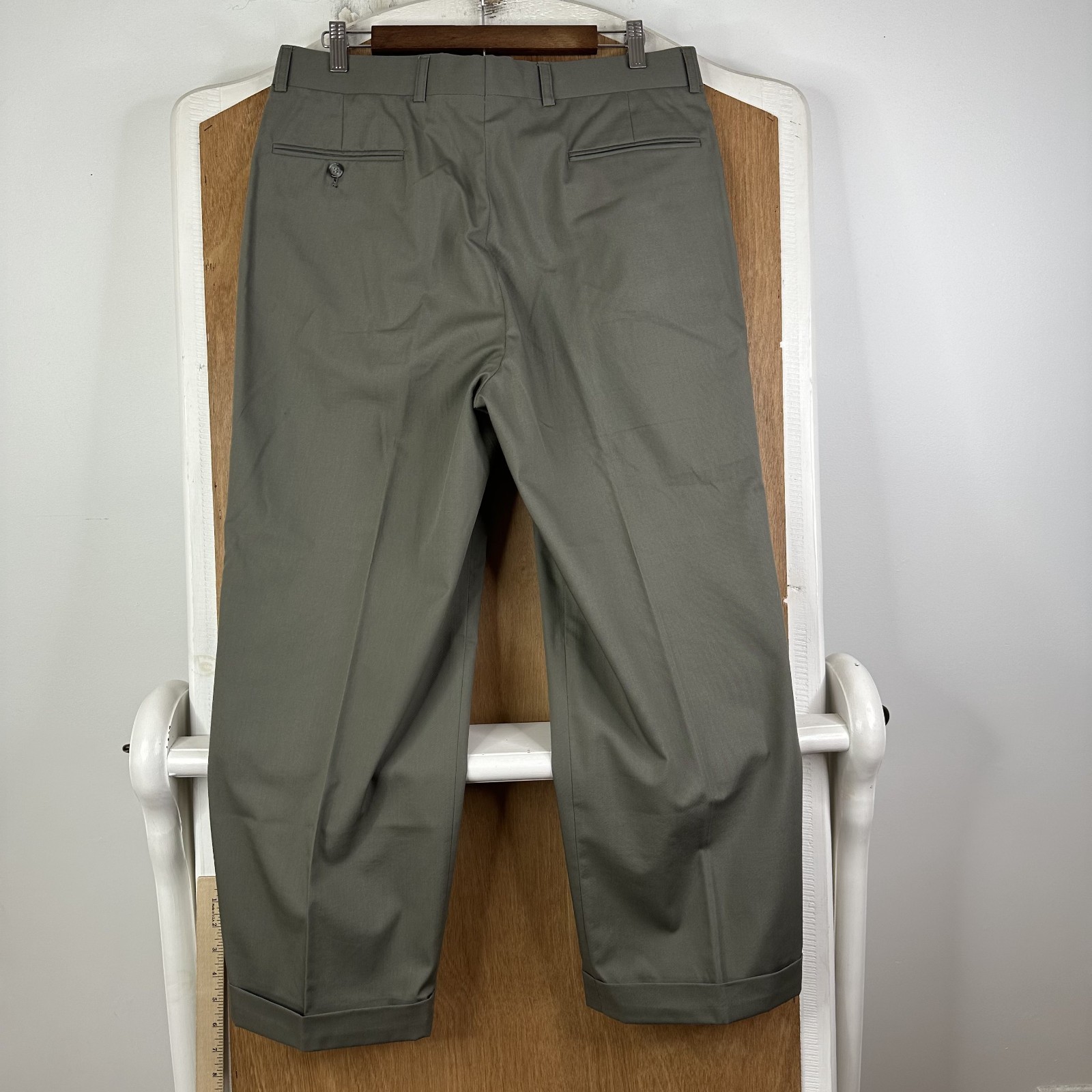 Jos A Bank Suit Mens 41R Tan 2 Button Cotton Polyester Pants 34×26 Pleated Solid