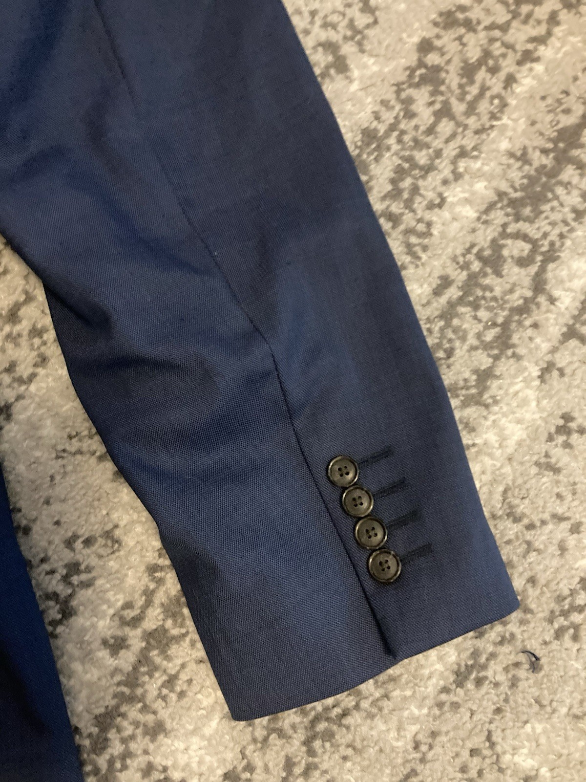 Stafford Stretch Comfort Classic Fit Mid Blue Sharkskin 553-0109 6890F 46 Short