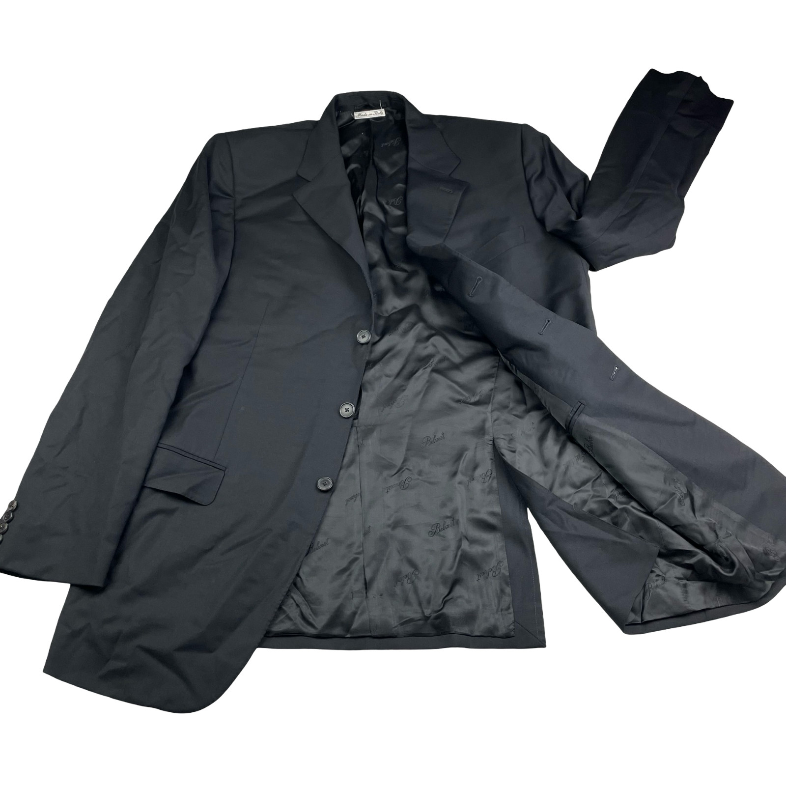 Belvest Men’s 100% Wool 3-Button Blazer Black • Italy • 44L US