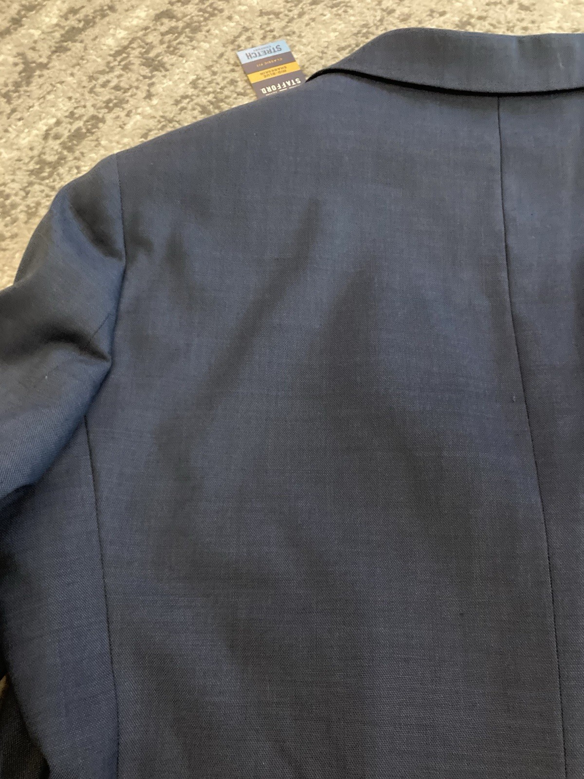Stafford Stretch Comfort Classic Fit Mid Blue Sharkskin 553-0109 6890F 46 Short