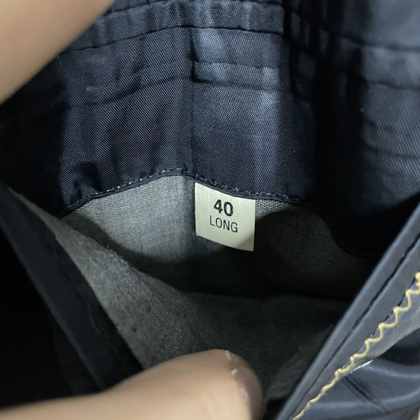 Embassy Square 2 Piece Suit Mens 40L 36×29 Navy Blue Stripe Flannel Pleated