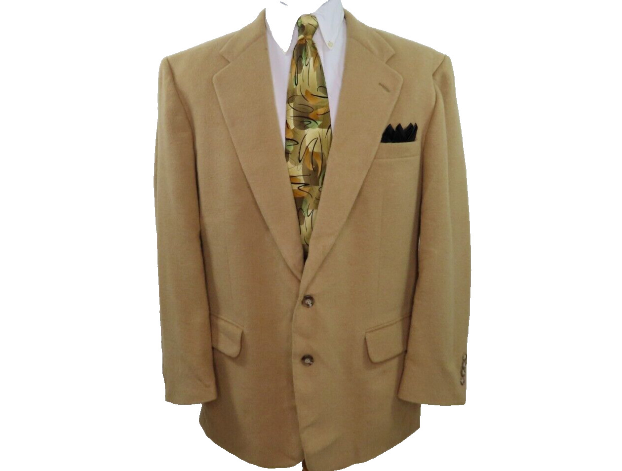 Stafford Mens Pure Camel Hair Solid Dark Beige Blazer Jacket Sport Coat 43 R