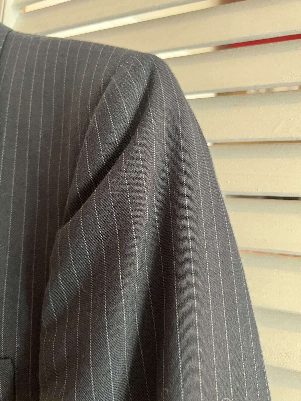 HALSTON Men’s Size 39 Blazer Sport Coat Suit Jacket Blue Striped Made In USA