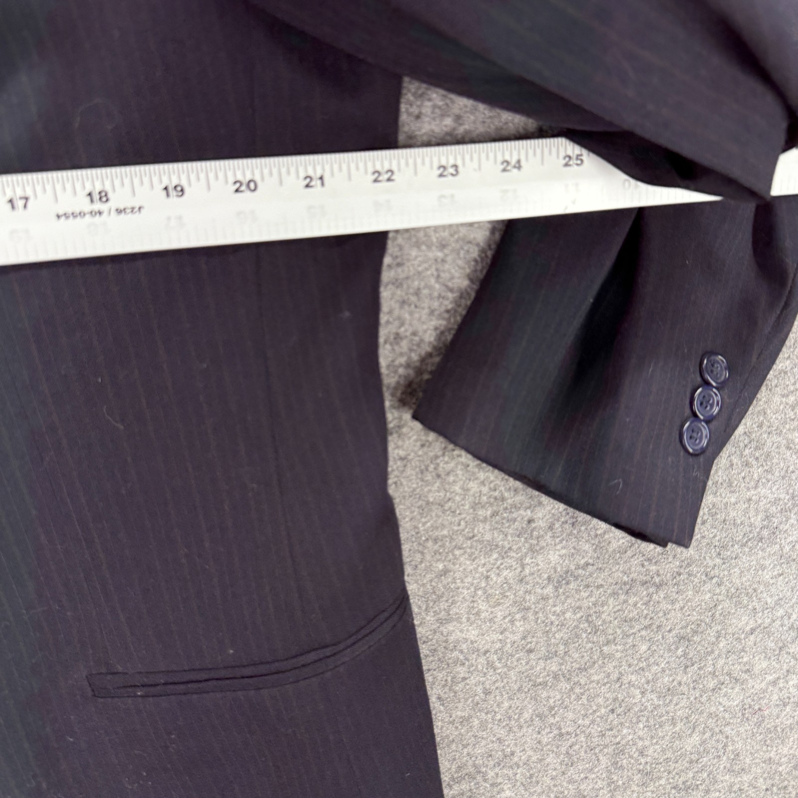 Riserva Blazer Men 44 Black Striped Button Up Collared Long Sleeve Pockets