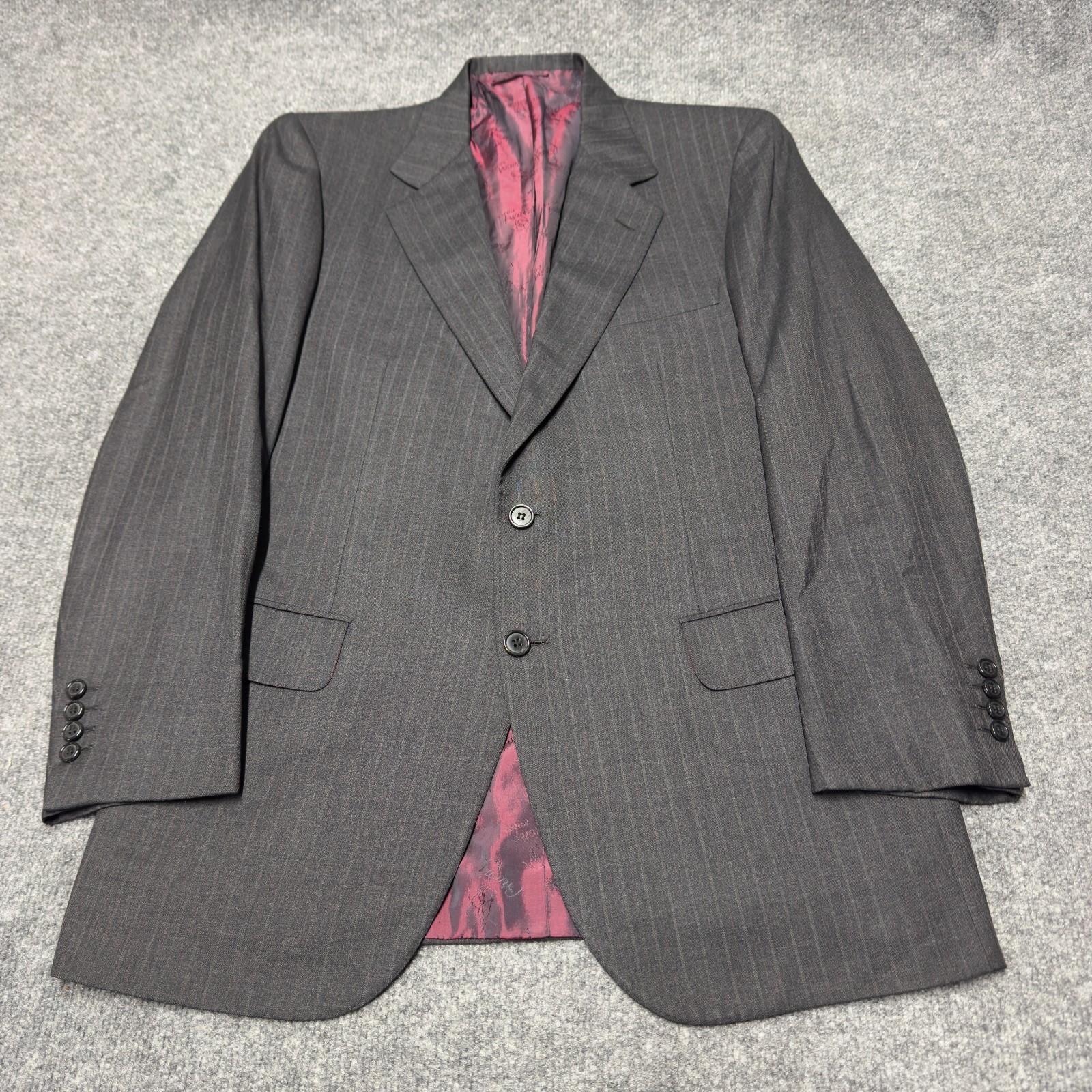 Vintage Brioni Twill Pinstripe Wool Gray Blazer Jacket Italy Men US 40