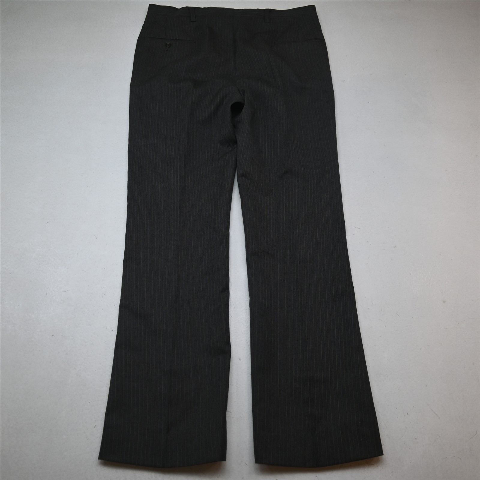 Vtg USA Made 38L 34×34 Taupe Brown Gray Striped Wool Bootcut Mens Suit