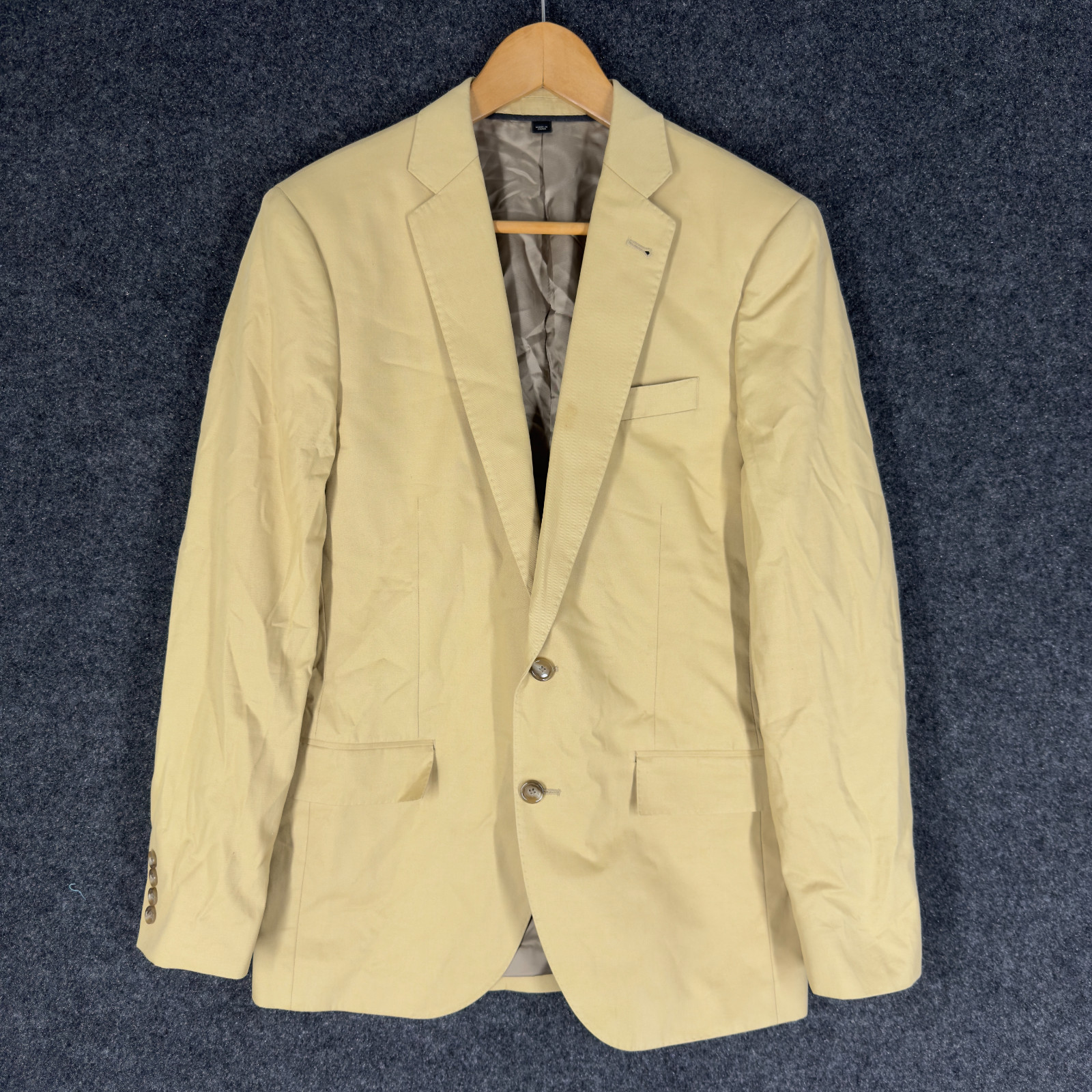 J. Crew Blazer Men 36 Beige Button Up Collared Long Sleeve Larusimani Ludlow
