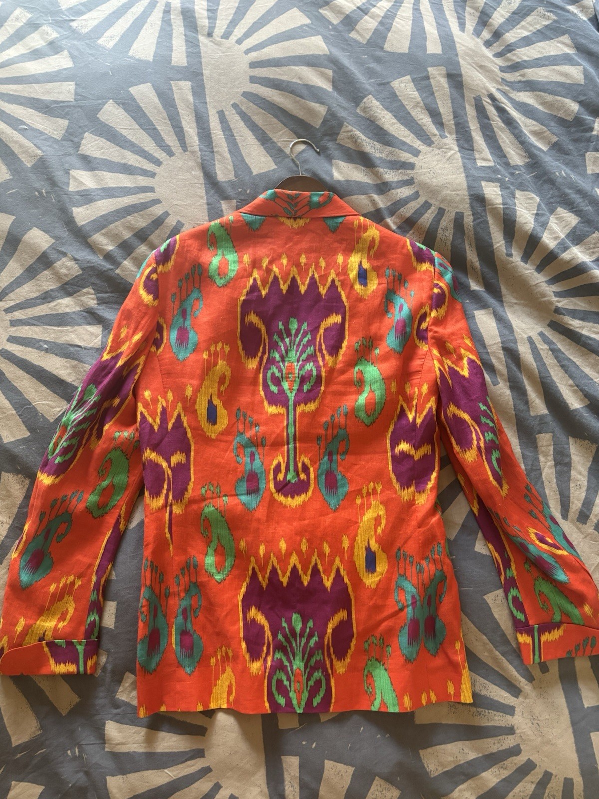 Purple Label men’s Tuxedo Jacket EU 40R Ikat Multicolor Silk Linen blend