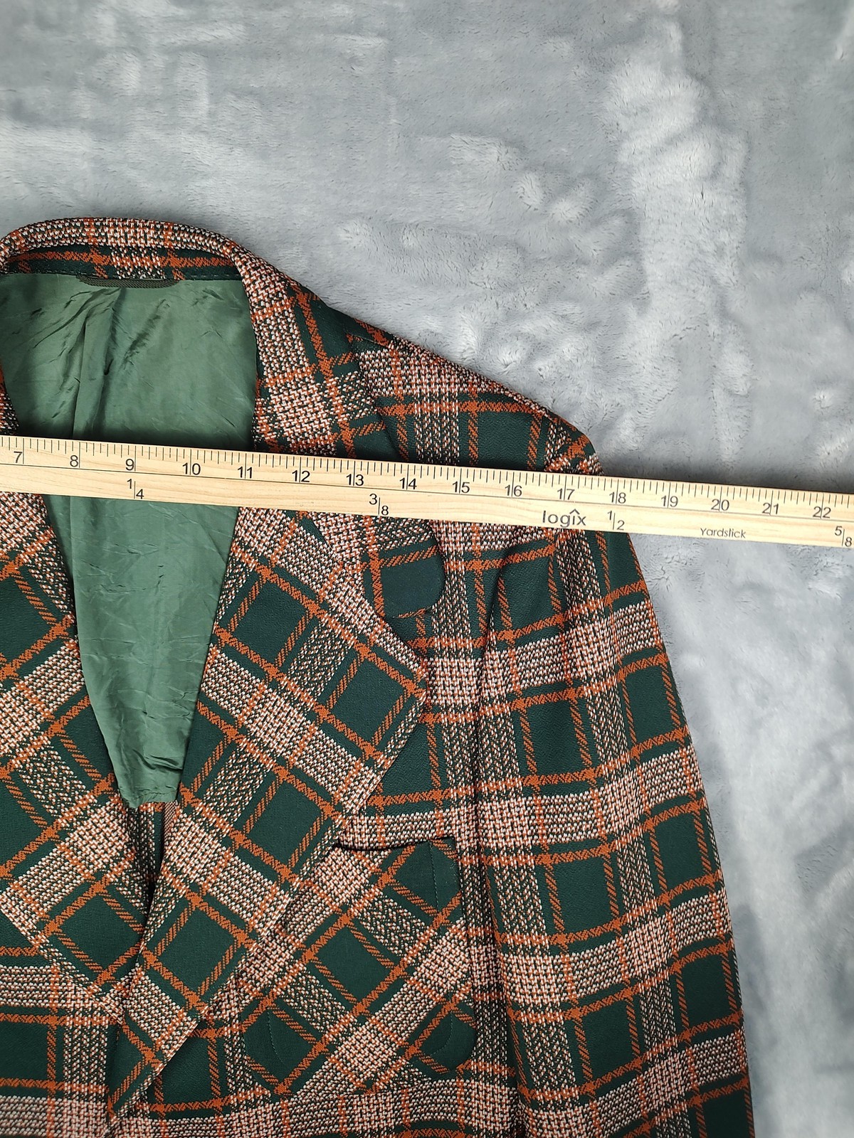 Vintage Ratner Clothes Blazer Mens 40 Green Plaid Polyester Sport Coat Retro 70s