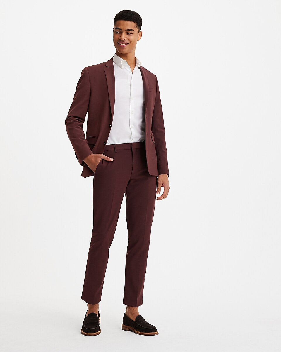 NEW EXPRESS $298 BURGUNDY EXTRA SLIM WOOL BLEND MODERN TECH SUIT JACKET SZ 42S