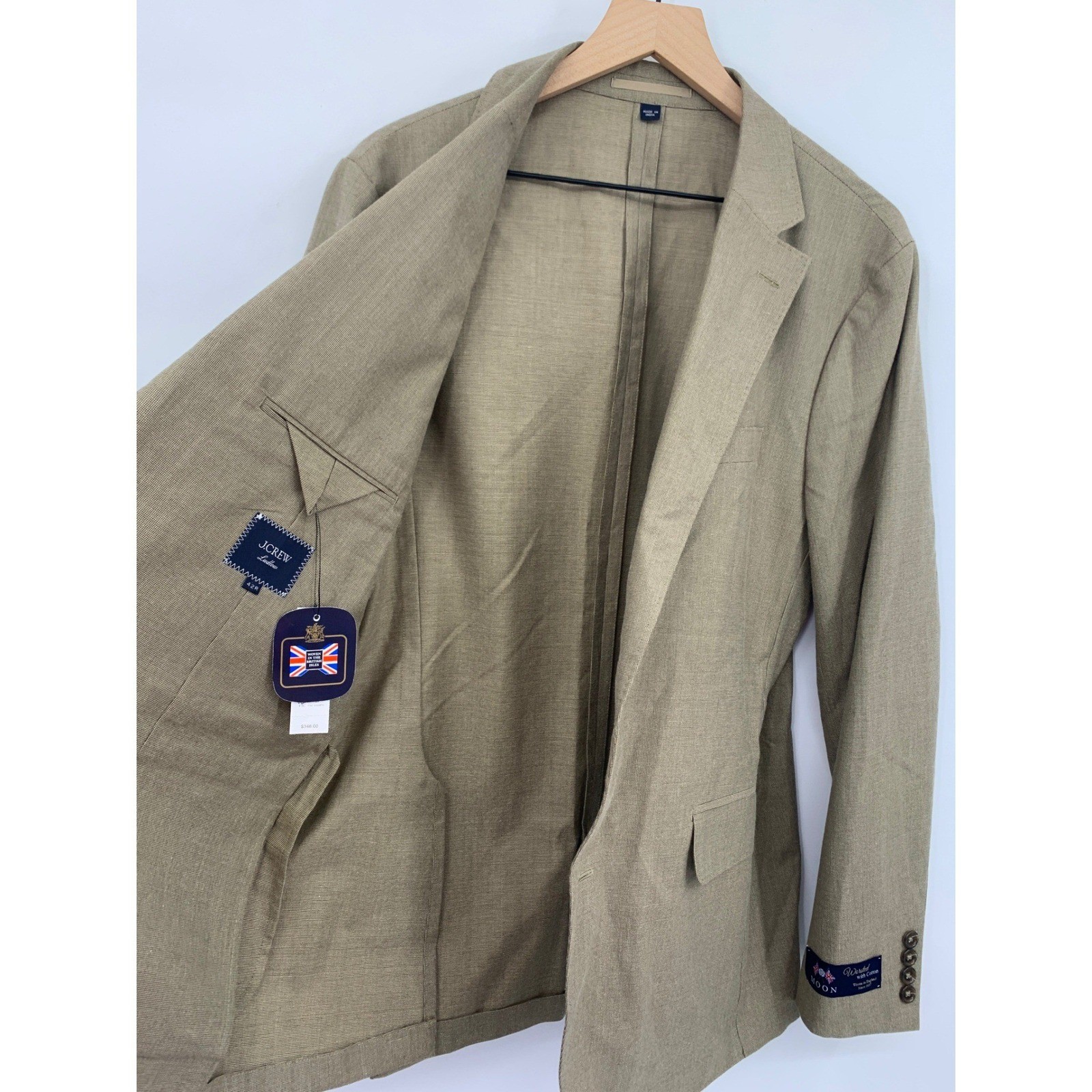 J Crew Blazer Mens 42R Tan Ludlow Moon Wool Cotton Unstructured Unlined NEW