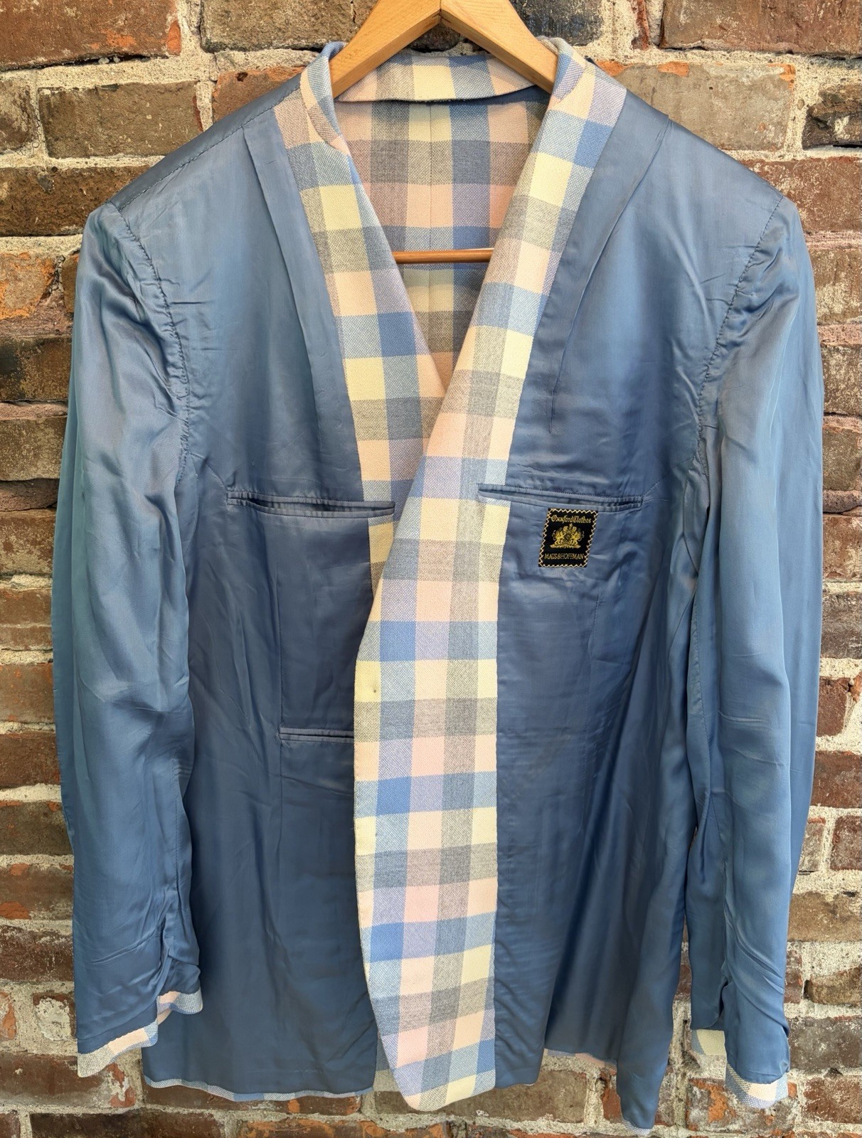 Oxxford Mens Pastel Plaid Onwentsia Sport Coat Maus & Hoffman Size 46T Excellent