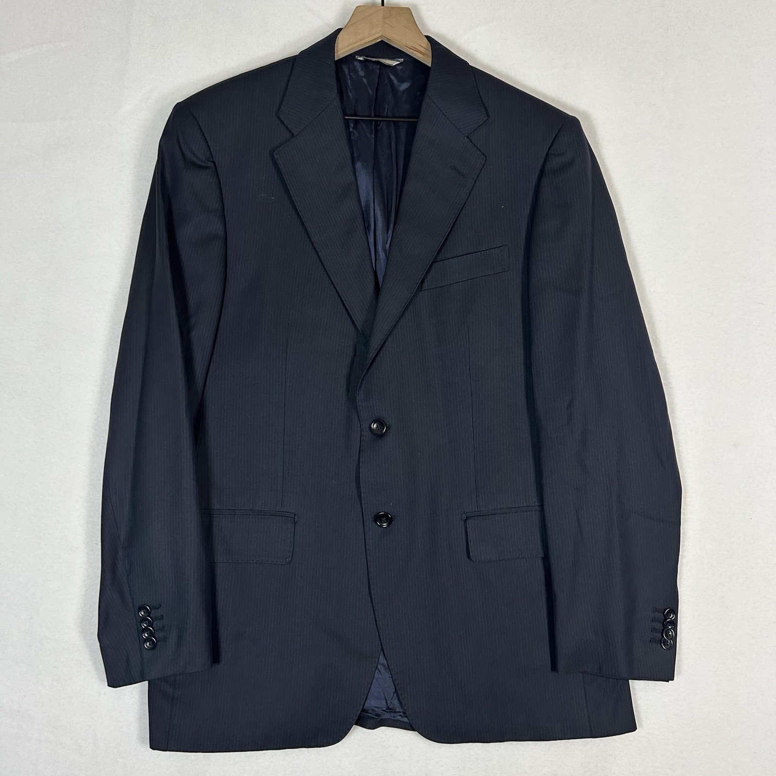Piatelli for Barneys Men’s 42R Navy Pinstripe Wool Blazer Italy Made Classic