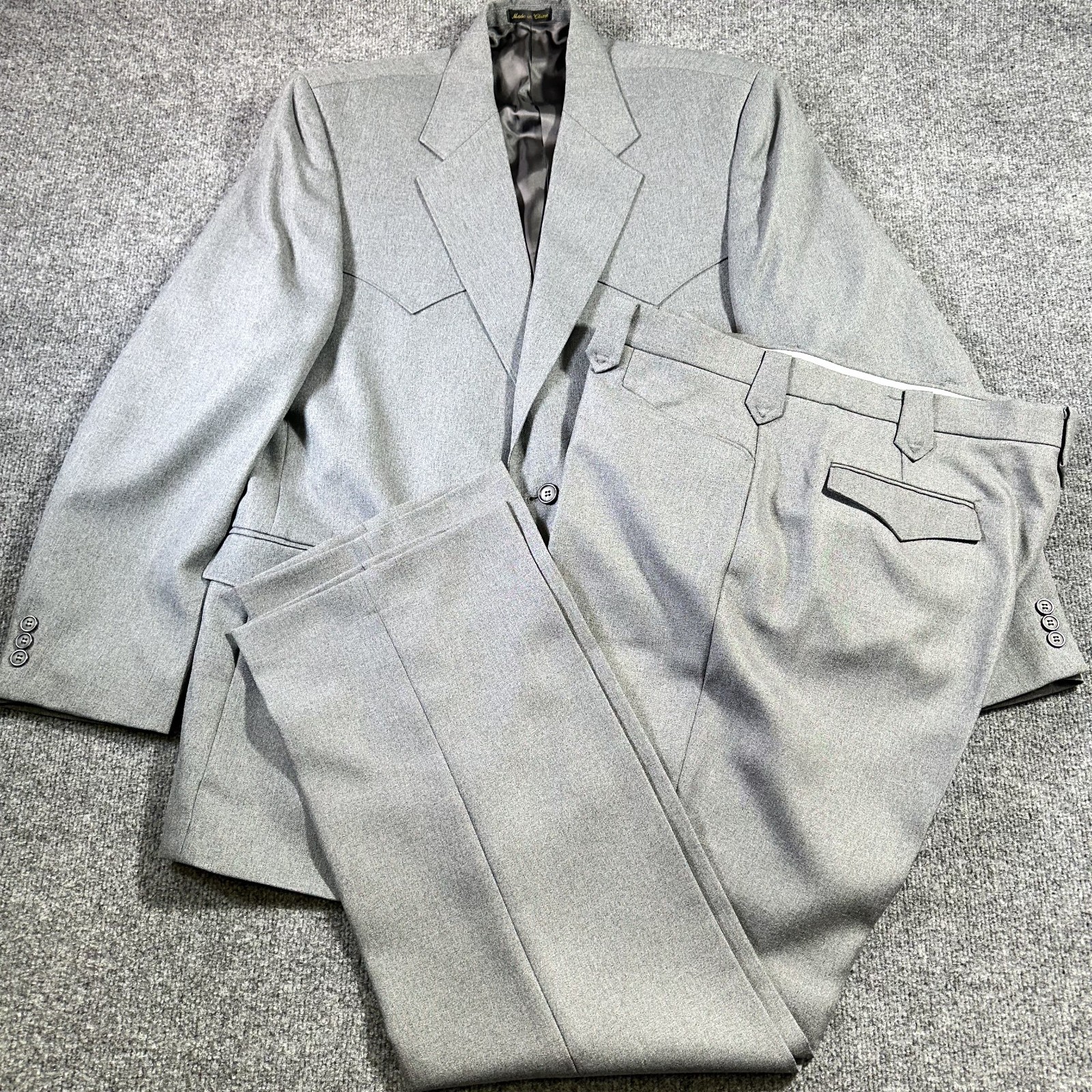 Circle S Suit 46L Gray Blazer 42×34 Pants Straight Leg Bootcut Cowboy Western