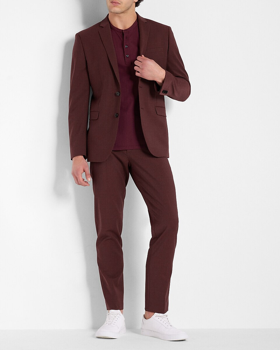 NEW EXPRESS $298 BURGUNDY EXTRA SLIM WOOL BLEND MODERN TECH SUIT JACKET SZ 42S