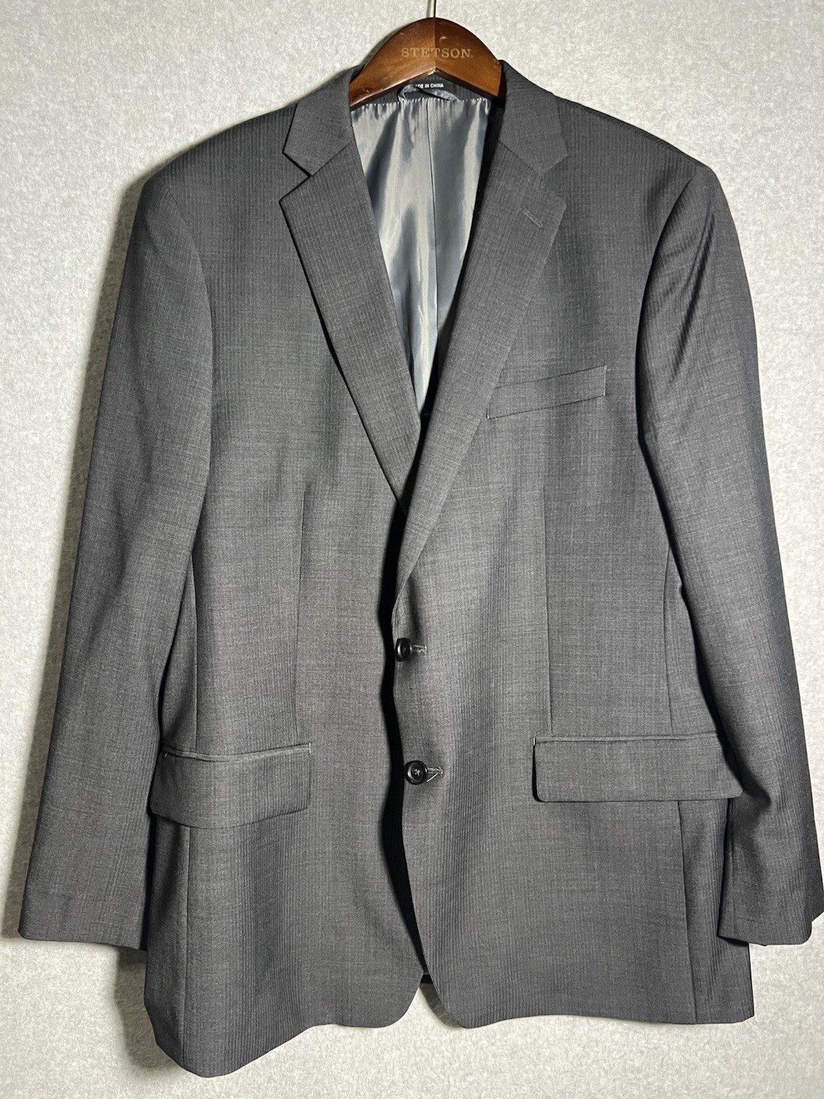 Claiborne Suit Coat Men 44R Dark Gray Dry Clean Only Wool/Poly/Spandex