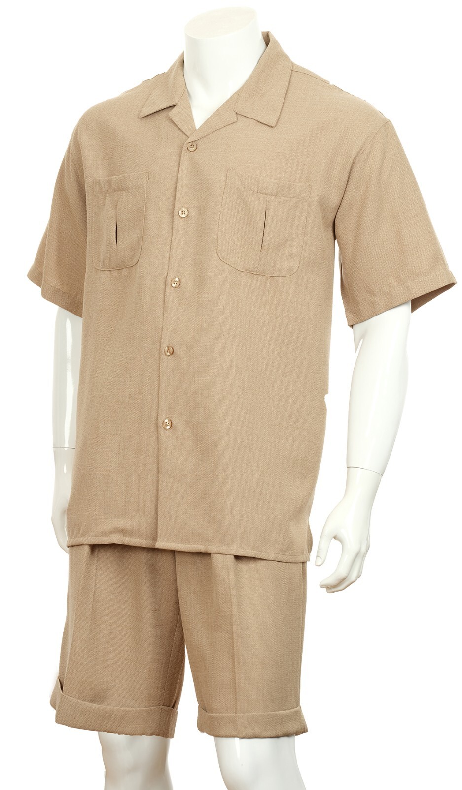 Men’s Shorts Walking Suits set Polyester Solid Design By Fotino Landi M2973