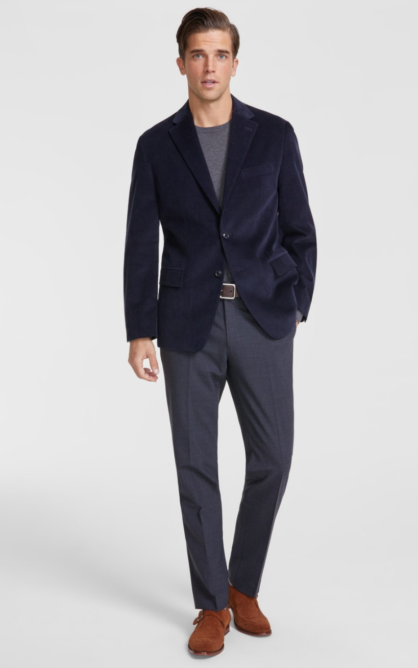 Tommy Hilfiger Men Modern Fit Corduroy Sport Coat Navy Size 42L
