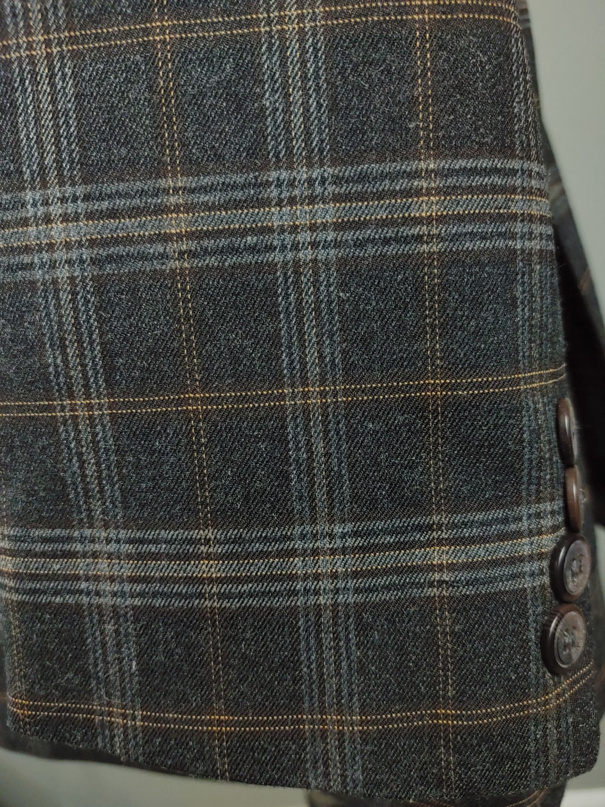 Bani Hashim Wool Suede Elbow Patch Blazer Sport Coat Jacket Men 50/52L Tan Check
