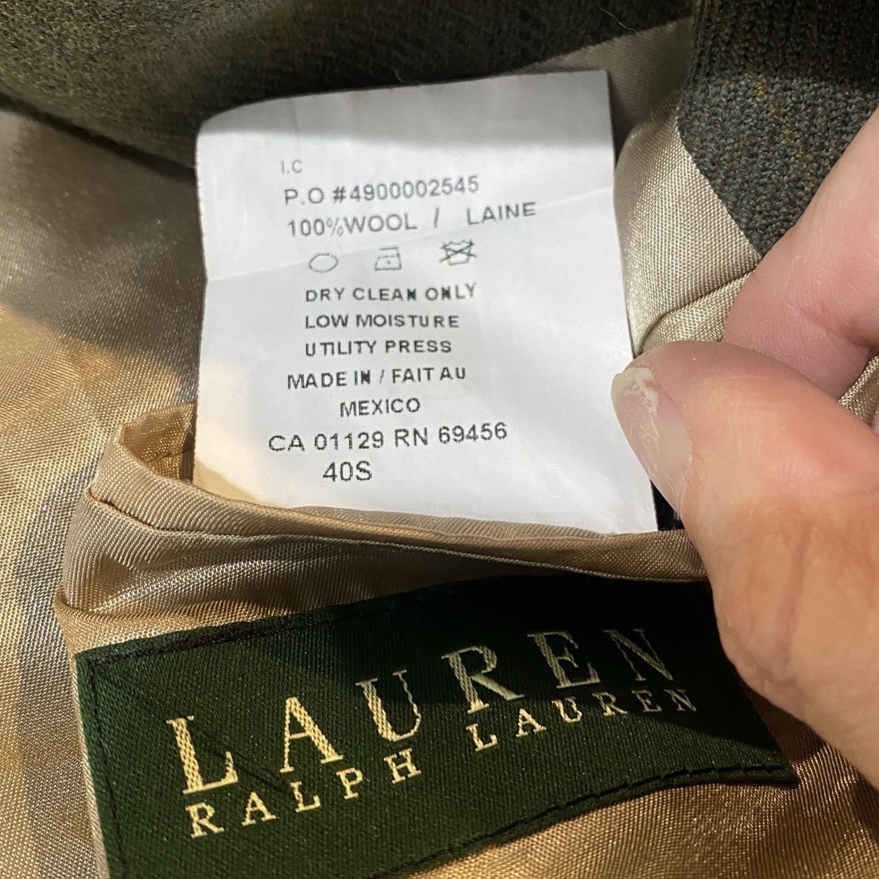 Lauren Ralph Lauren Wool Blazer Mens 40S Tweed Houndstooth Preppy Retro Jacket