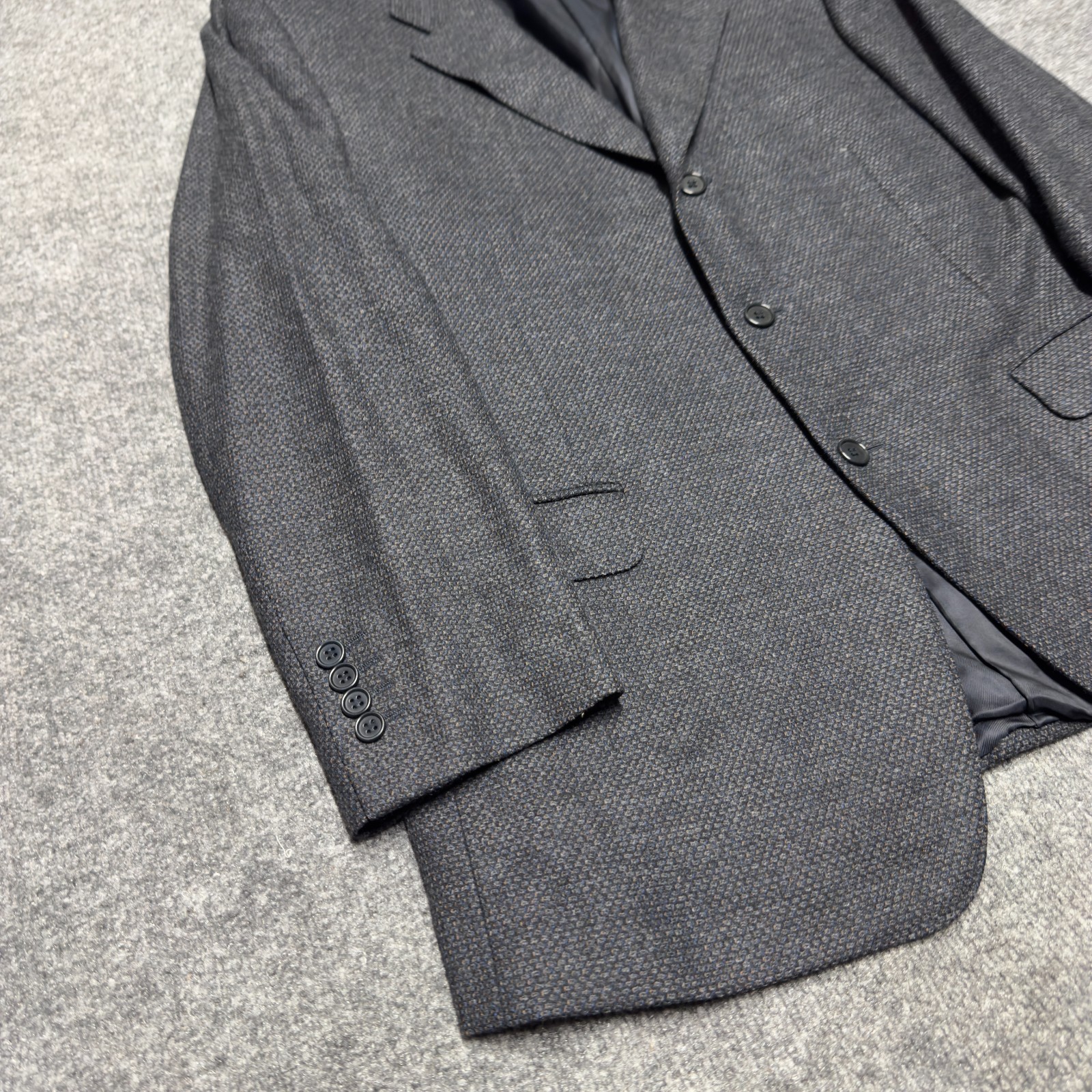 Canali Wool Cashmere Birdseye Hopsack Tweed Blazer Men EU 52 US 42 Italy Gray