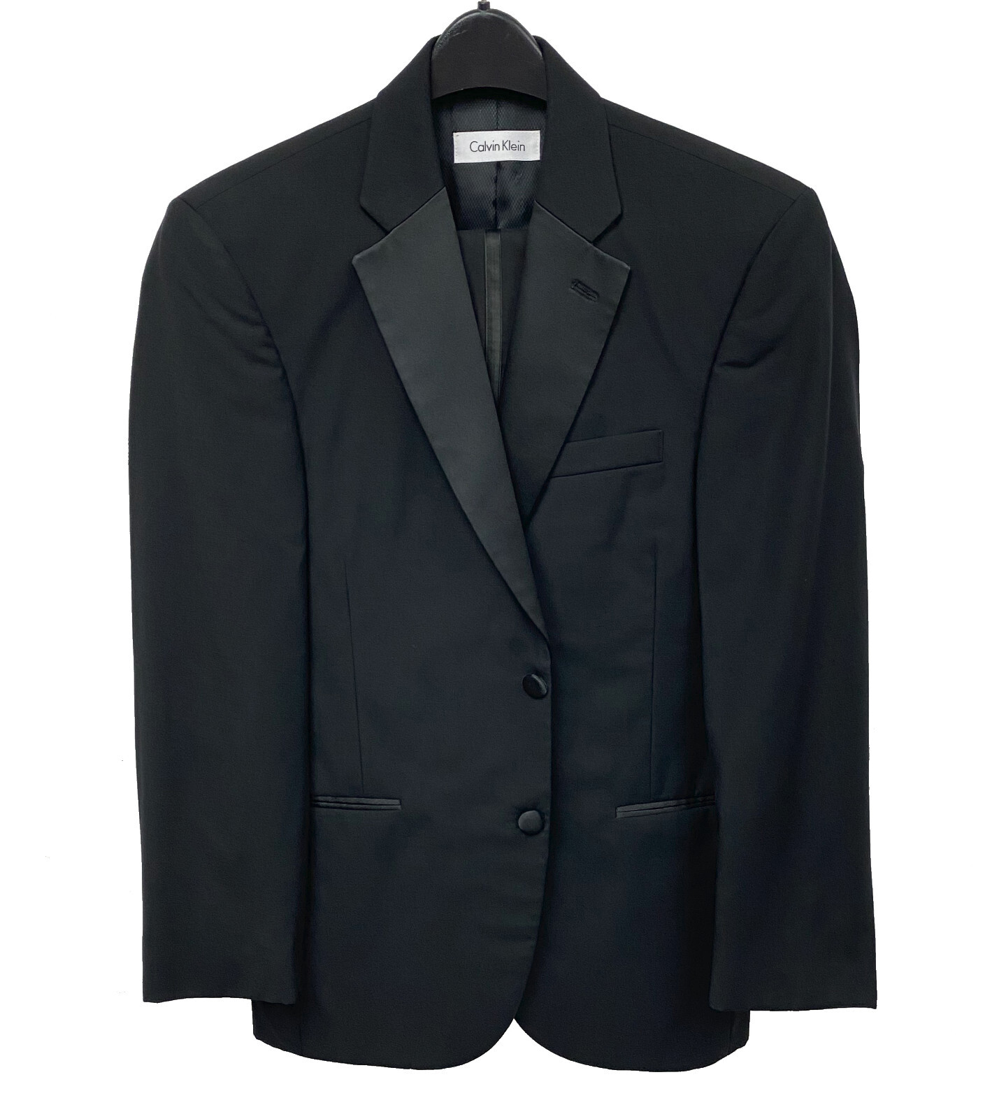 Men’s Black Calvin Klein Tuxedo Jacket with Flat Front Pants Size 56L 50W