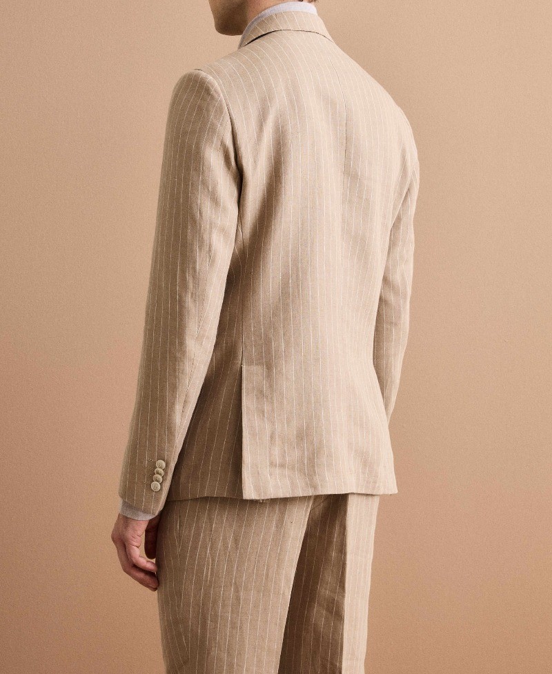 Fashion New Striped Suit for Men Peak Lapel Double Breasted Business Jacket Pant