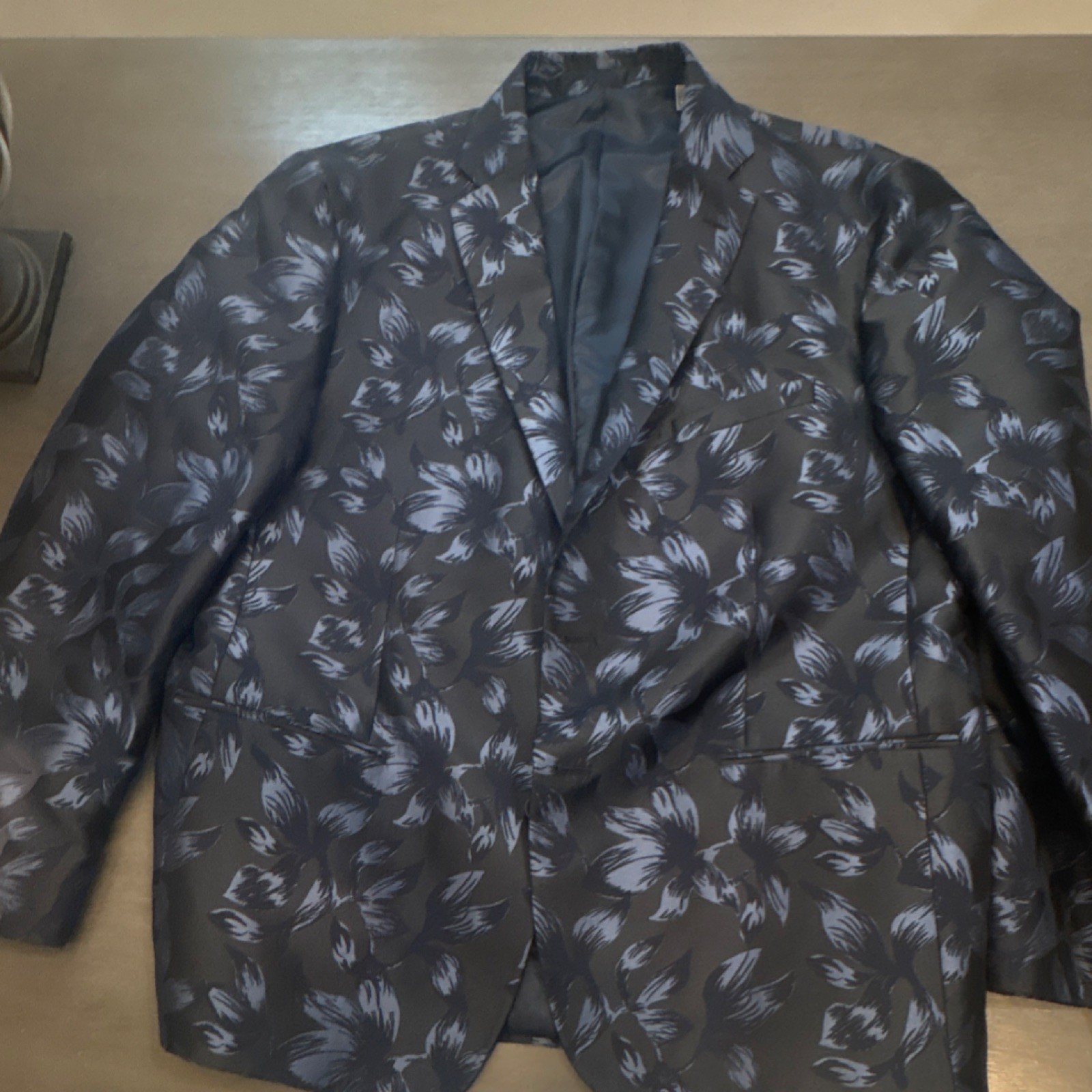 Michael Kors Men’s Floral Blazer Black Blue Polyester Cotton Size 48R