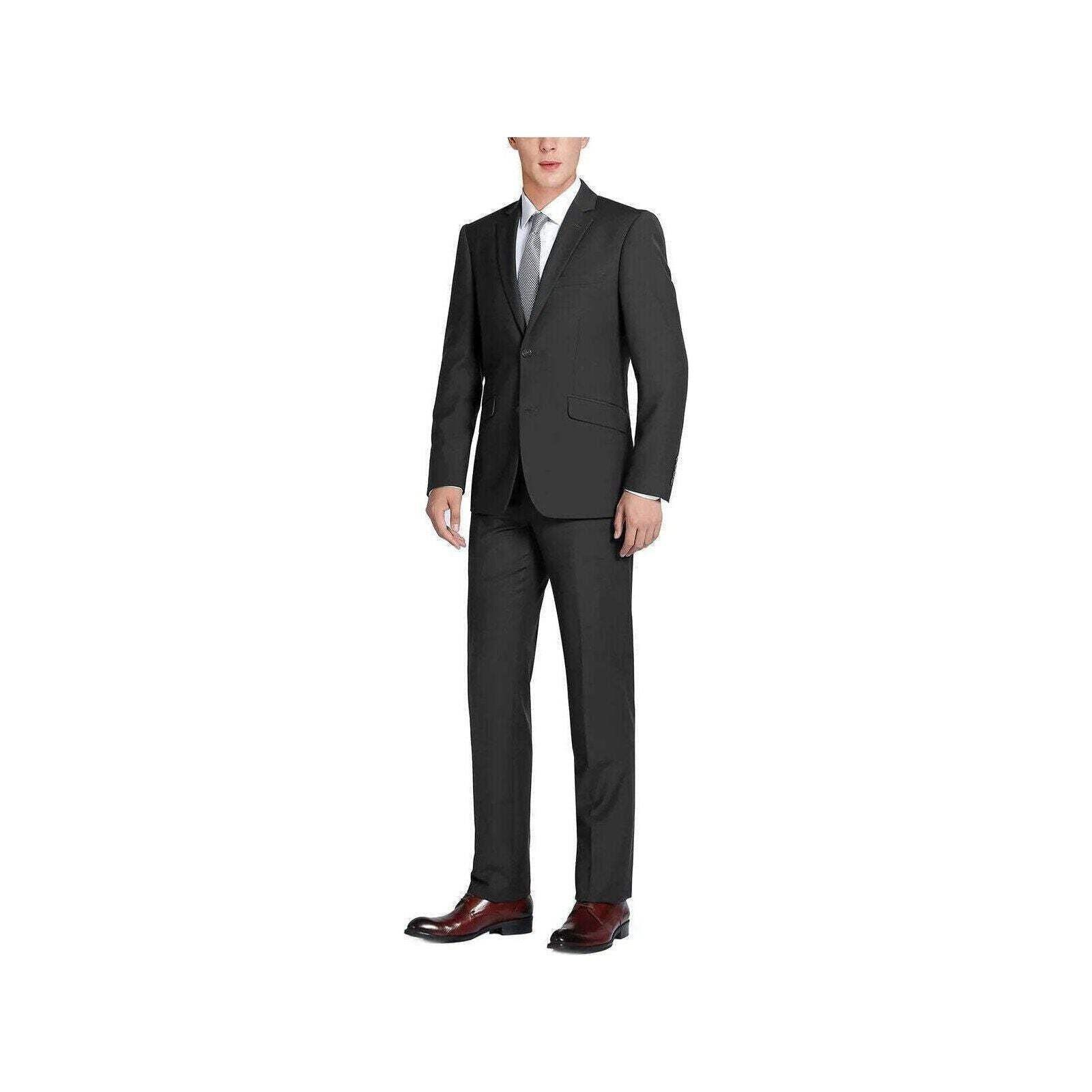 Men RENOIR Suit Seprates Solid 2 Button Business Formal Slim Fit 201-1 Black