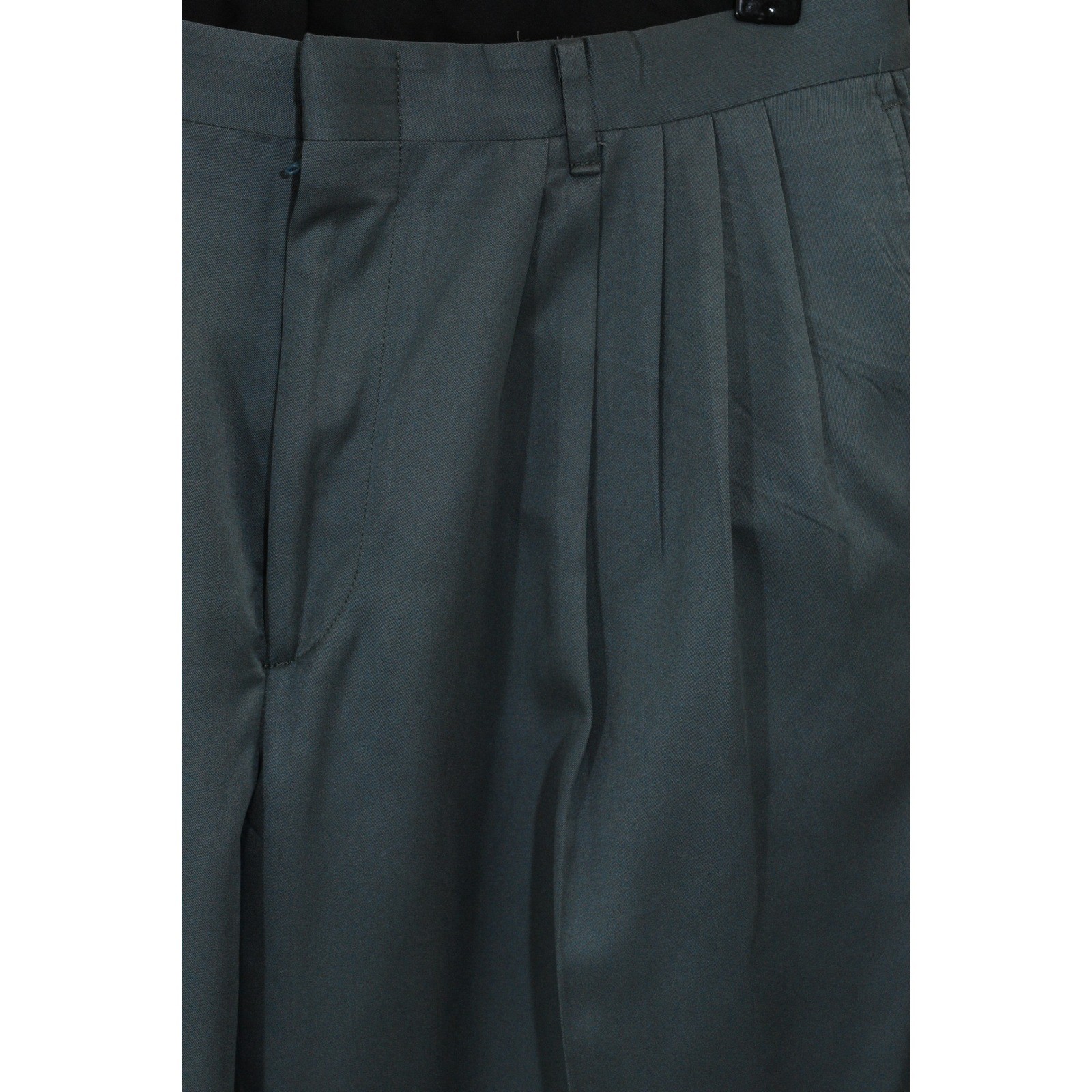 90s Vintage Double Breasted Suit Men 42R Cotton Sateen Teal Green Pleated Pants