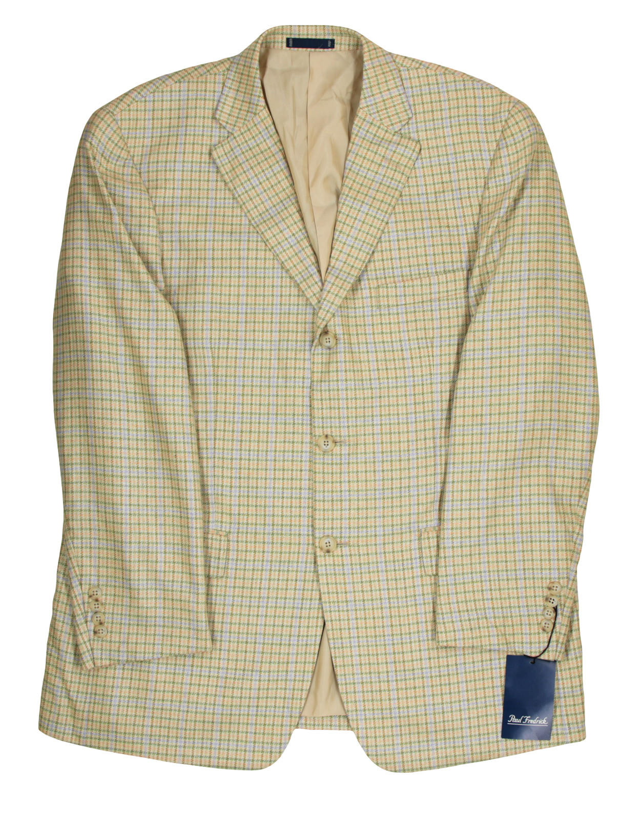 NWT Men’s 44 R Paul Fredrick Houndstooth Lanificio di Pray 100% Silk Sport Coat