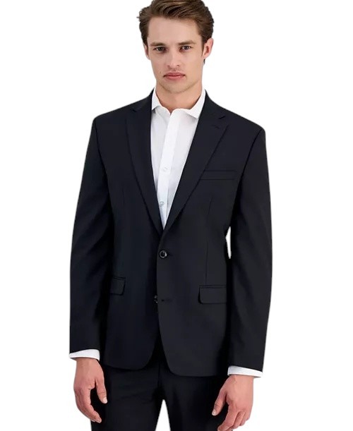 Bar Iii Mens Slim fit Wool Suit Jacket Blazer 38 L Black Solid