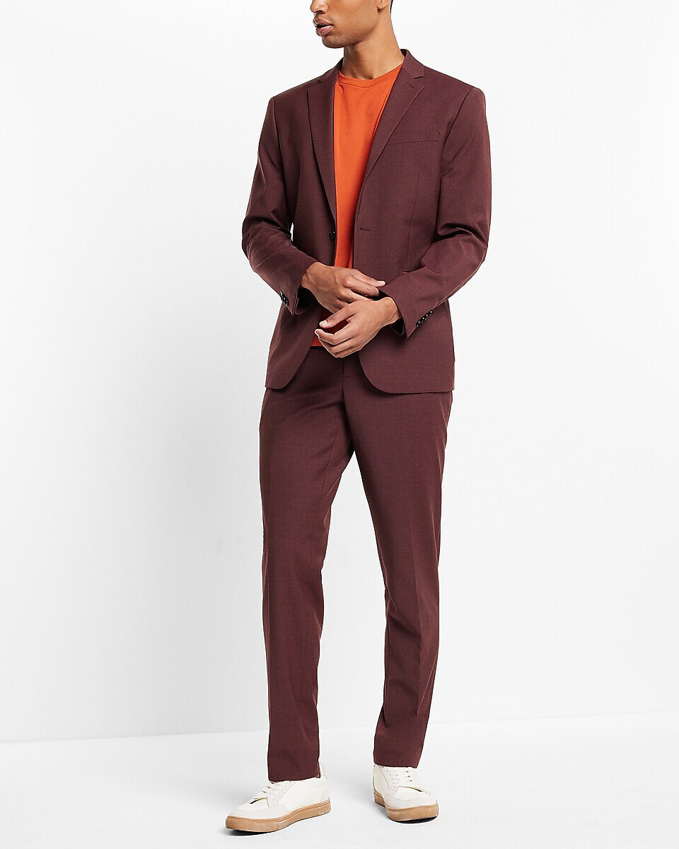 NEW EXPRESS $298 BURGUNDY EXTRA SLIM WOOL BLEND MODERN TECH SUIT JACKET SZ 42S