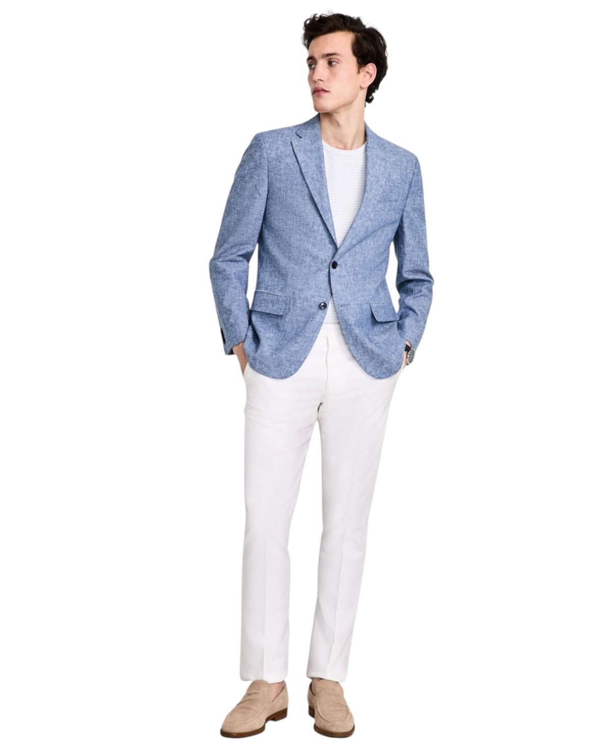 Tommy Hilfiger Mens Modern fit Sport Coat Blazer 40 S Light Blue Solid Stretch